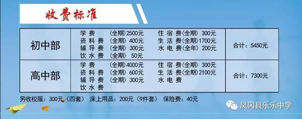 鳳岡縣私立樂(lè)樂(lè)中學(xué)收費(fèi)標(biāo)準(zhǔn)